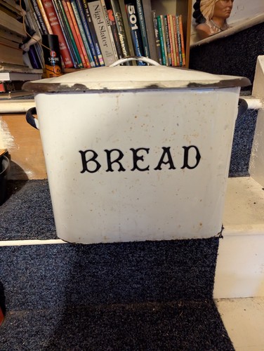 Vintage enamel bread bin - enamel,