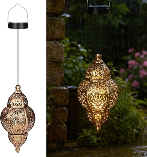 Moroccan solar hanging lantern - solar,