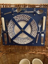 Optima 2 Person Wicker Picnic Hamper Plates Cutlery Coffee Mugs