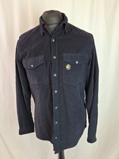 One True Saxon Corduroy Long Sleeve Shirt Smart Casual Pocket Blue Medium A3165