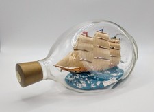 Vintage Ship In Bottle Robin Hood Dimple Pinch Glass Clipper Ship Haig
