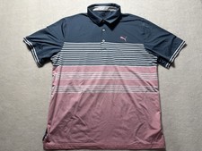 Puma Performance Cell Tech Striped Polo Shirt Mens Size XL Short Sleeve