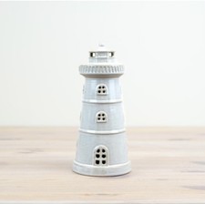 LIGHTHOUSE Small Ceramic Cream LED Nautical Bathroom Kitchen Home Decor H13cm