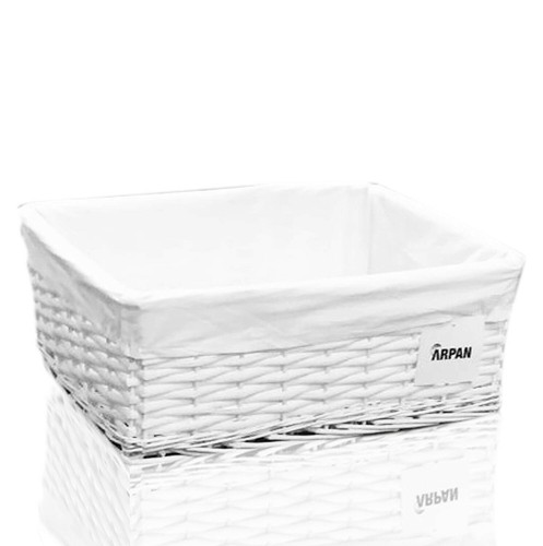 White wicker gift hamper - white,
