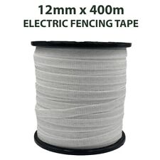 ELECTRIC FENCE TAPE 12mm x 400 Metre Roll White Poly Fencing Horse Paddock