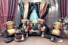 Handmade Sofa +1 Ottoman+2Chairs for Barbie size doll.1:6.Doll house furniture. 