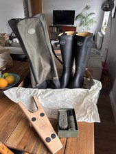 Le Chameau Chasseur Leather Lined Wellies UK 8 + Bag, Jack & Care Kit - BUNDLE