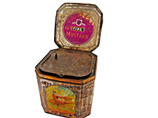 J & J Colmans Mustard Advertising Tin Bulls Head Fine Label Scarce Antique