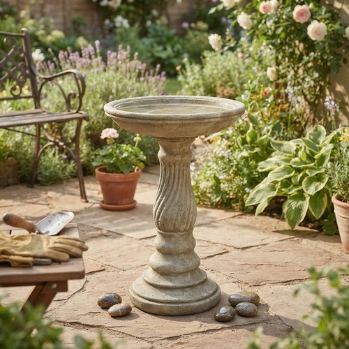 Twist bird bath feeder - bird, stone