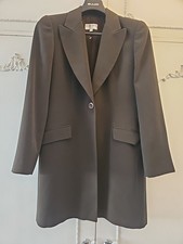 Stylish Long Length Jacket By Luis Civit Barcelona Size 14. Brownie/Green