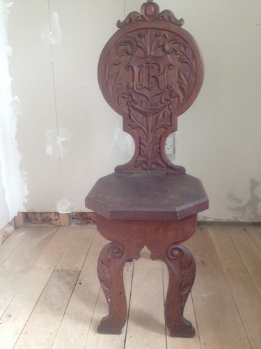Carved oak sgabello chair - oak,