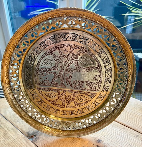 Indian brass tray 29 cm - –,