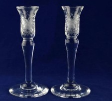 The Royal Brierley Crystal "Fuchsia" Pair of Candlesticks