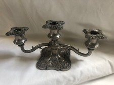 VINTAGE ANTIQUE Silver Plated Ornate Embossed 3 Arm Candlestick Candelabra