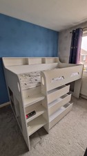 Jupiter White Wooden Mid Sleeper Cabin Bed Frame - 3ft Single 