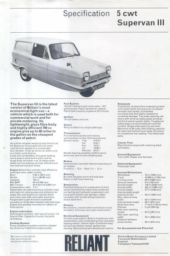 Reliant cwt supervan iii - reliant, 5