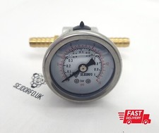ASSEMBLED Fuel Low Pressure Gauge Carburetor 15 Psi, 1 bar LIQUID FILLED  8mm