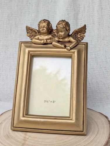 Vintage ornate gold cherub - gold,