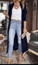 Womens Cardigan Coat Navy Blue