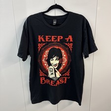 Obey T Shirt Mens Large Black Keep a BREAST Girl Surf Skate Pin Up Tattoo