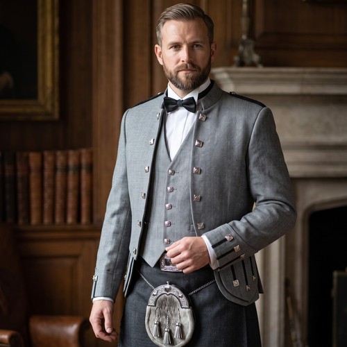 Men grey argyll kilt - men's,