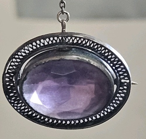 Antique silver paste brooch - paste,