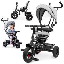 Baby Trike with Parent Handle & Canopy - Convertible Toddler Push Along Tricycle
