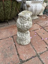 Vintage Concrete Weathered Owl Garden Ornament