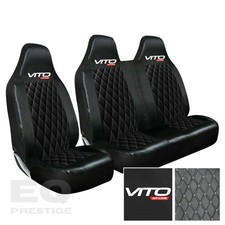 FOR MERCEDES VITO - LUXURY QUILTED DIAMOND LEATHER VAN SEAT COVERS SINGLE DOUBLE