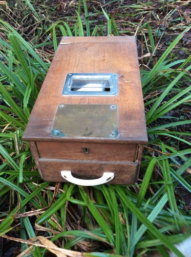 Antique wooden cash till - cash,