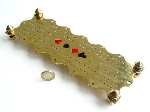 C1900 antique brass cribbage - antique,
