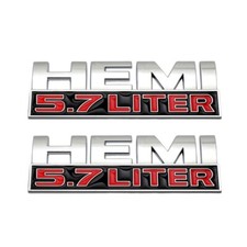 For HEMI 5.7 LITRE 2PCS 12*4cm Emblems Side Rear Metal Logo Bright Silver