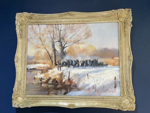 Original oil painting cows - original,