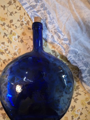 Blue glass decorative bottle - blue,