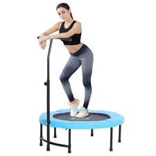 HOMCOM 40" Mini Trampoline, Rebounder Jumper w/ Adjustable Handle, Blue