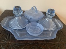 Vintage Art Deco Blue Glass