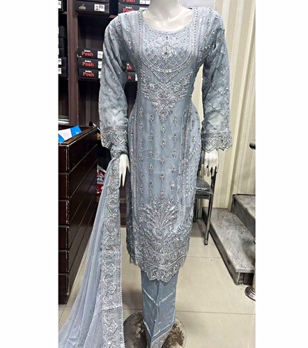 Pure chiffon party - party-wear, pcs