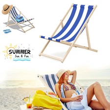 Wooden Deck Beach Folding Chair Lounger Sunbed Garden Seaside Beach Chairs Seat