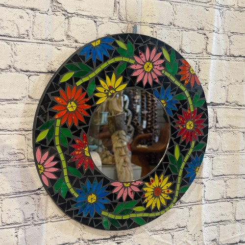 Rainbow flower black mosaic - flower,