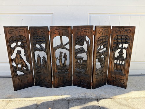 Antique carved wooden folding - carved,