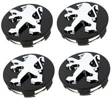 PEUGEOT BLACK WHEEL ALLOY CENTRE CAPS SET OF 4 60mm 106 107 206 207 306 307 HUB