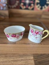 Vintage Porcelain Floral Jug and Bowl Set ? Japanese Hand Painted