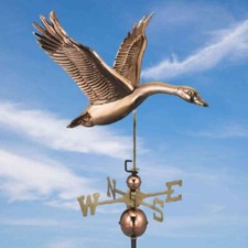 Large Feathered Goose Copper Weathervane