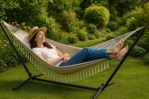 Outdoor hammock frame - on, heavy