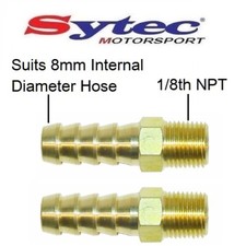 2 X SYTEC PUSH ON HOSE BRASS