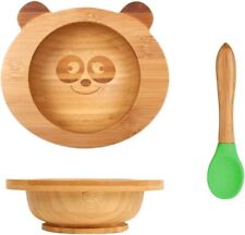Baby Bowls with Suction Bamboo Suction Bowl with Silicone Spoon Set (Panda)