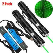 2pc Visible Beam USB Rechargeable Green Laser Pointer Pen flashlight Torch Lazer