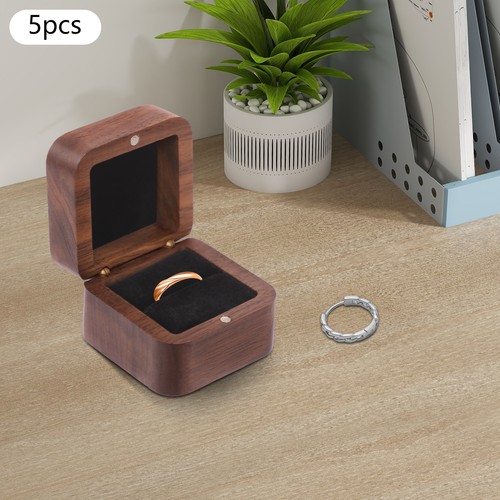 Wooden ring box 5pcs black - wooden,