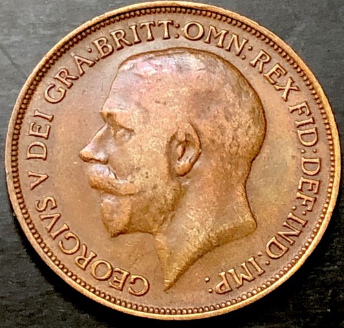 1916 penny coin - coin-1d, british