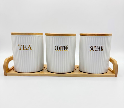 3pc ribbed white ceramic - white,